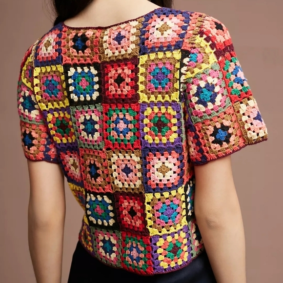 Farm Rio Crocheted & Cropped Pullover size L NWT - Picture 4 of 11